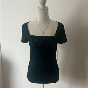 Women’s Forest green  Square Neck Short Sleeve Top